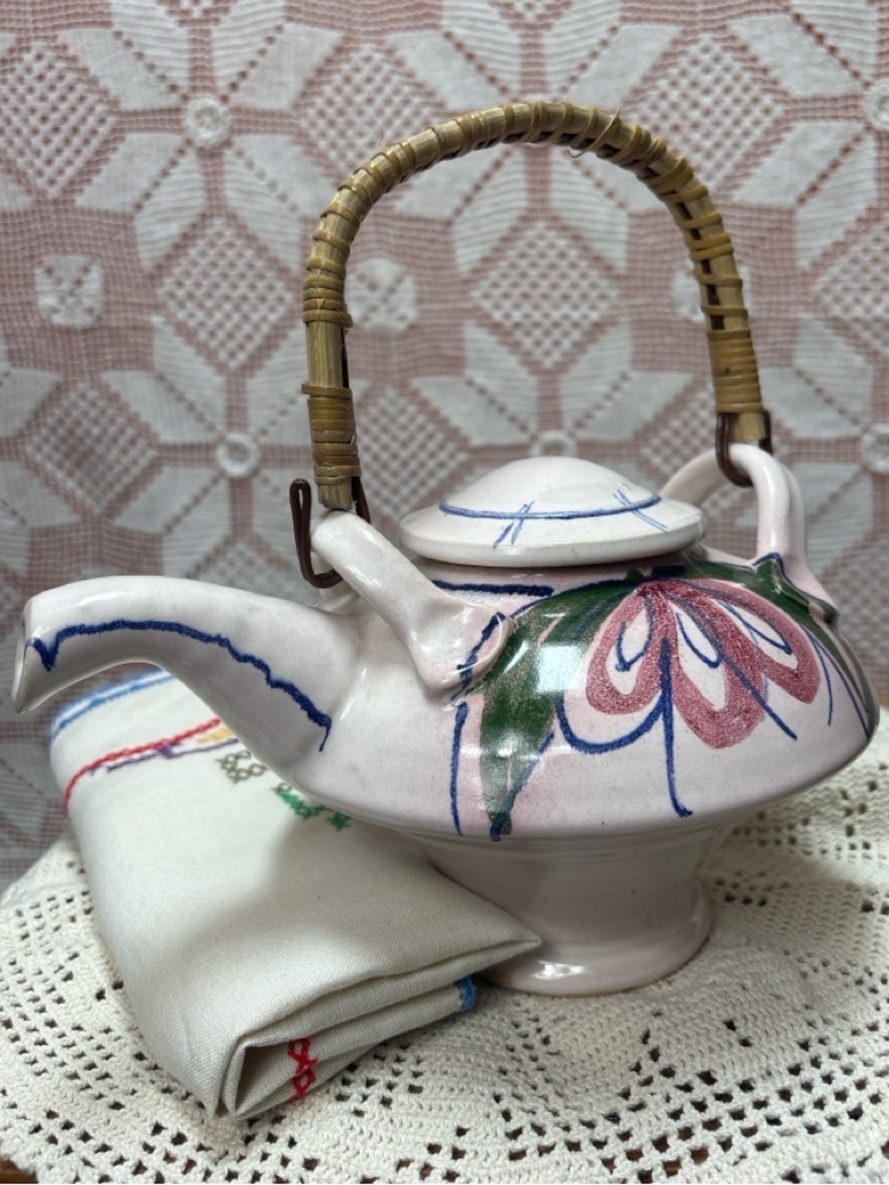 Goldie Sherman Studio Pottery Teapot Majolica Style Canada